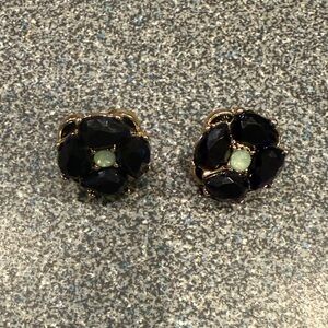 Kate Spade Black and Green Floral Earrings
